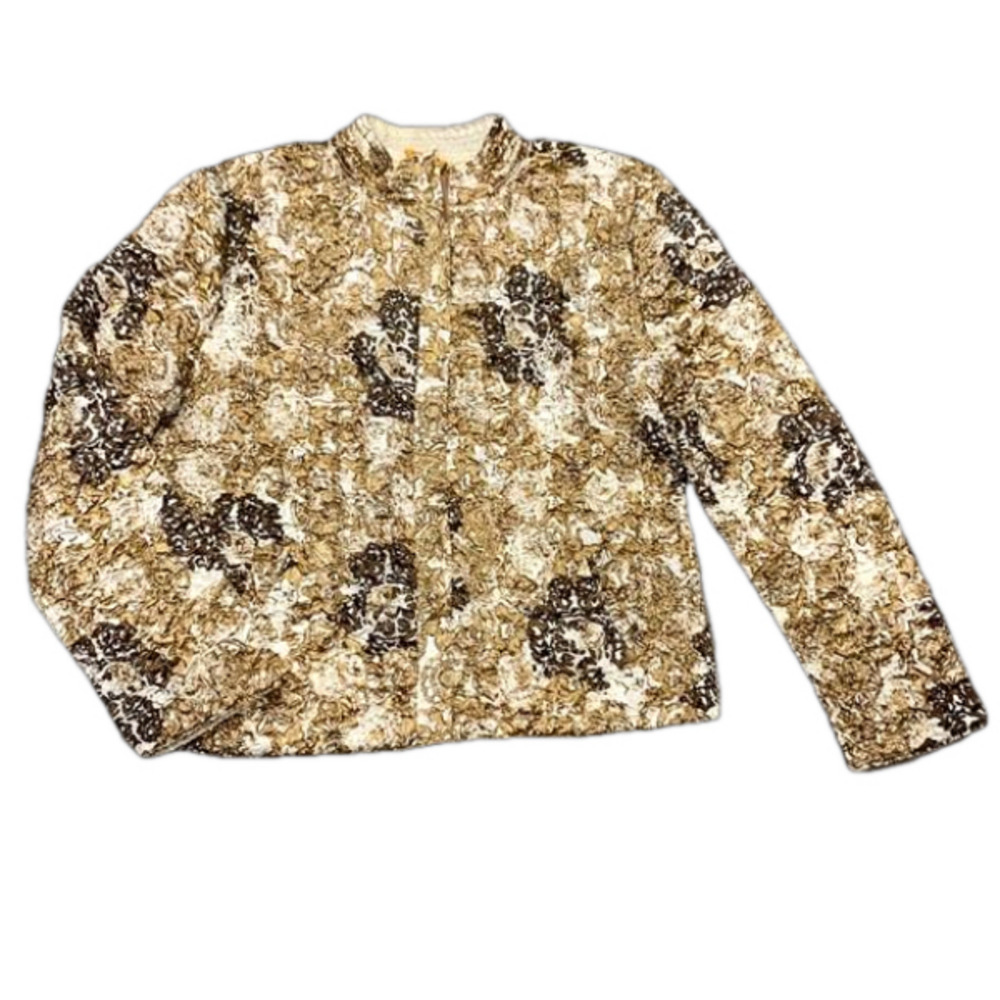 Ruby Rd. zipper earth tone silky jacket